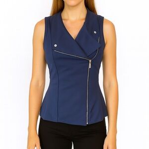 White House Black Market Navy Blue Zip Top